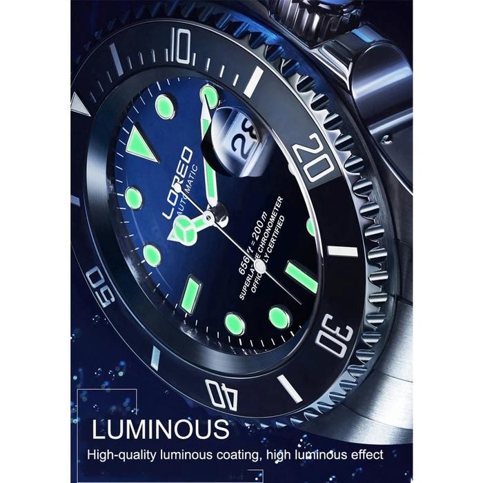 Loreo Automatic Diver Watch Homage Jam Tangan Otomatis Seagull Movement Watch Sapphire Crystal