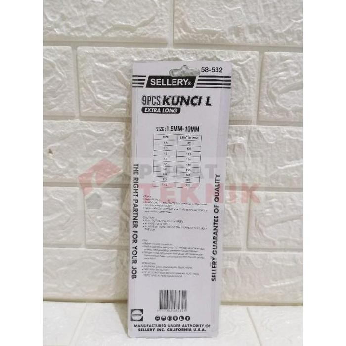 Kunci L Hex Set Panjang 9 Pcs Sellery Kunci L Biasa Sellery Isi 9