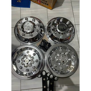 2 PCS (Sepasang) Wildop / Wheeldop Truk Ring 16 SR Pariwisata Plat Bahan Stainless Chrome Universal
