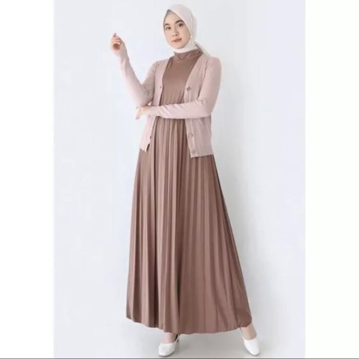 TERLARIS gamis plisket / gamis kensi tanpa lengan / baju l premium READY STOCK