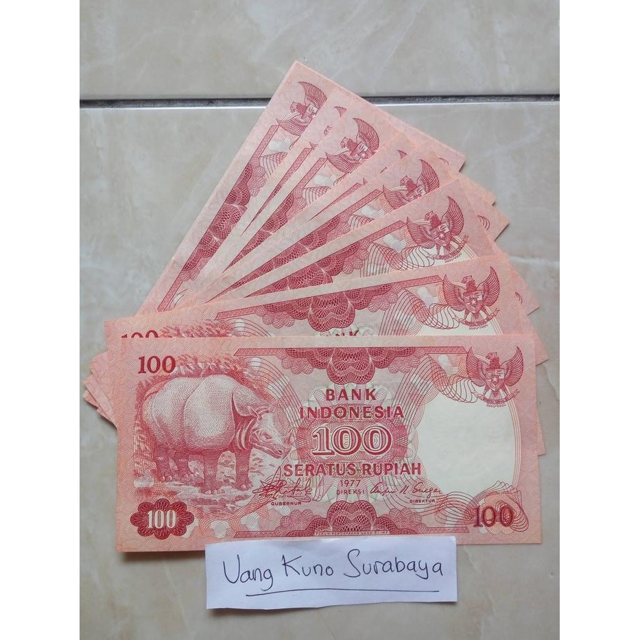 Uang Kuno Rp 100 Rupiah Badak Tahun 1977 Kondisi Mulus Asli Asli
