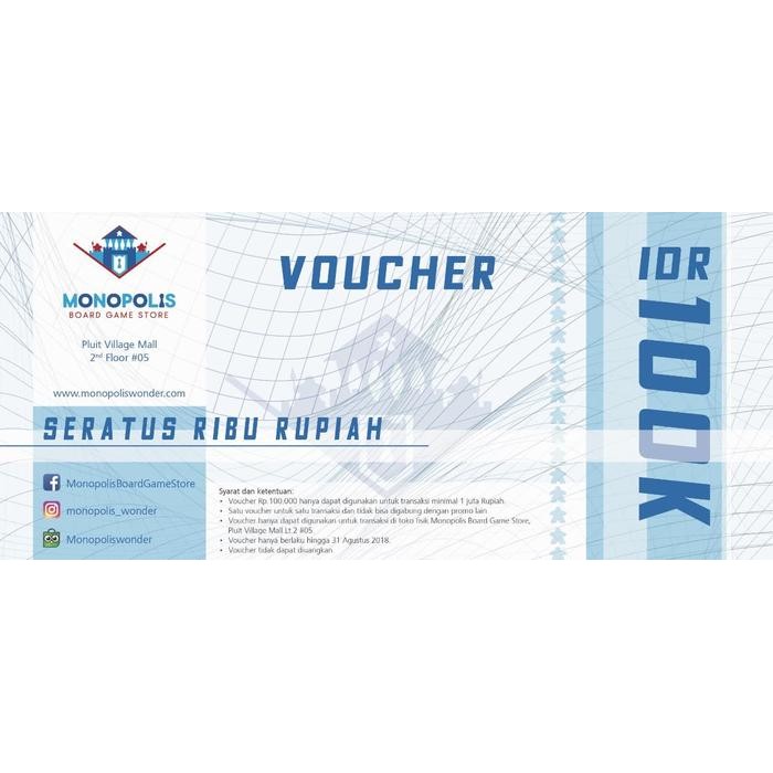 Voucher Monopolis Mainan Uang 100 Ribu Rupiah Asli