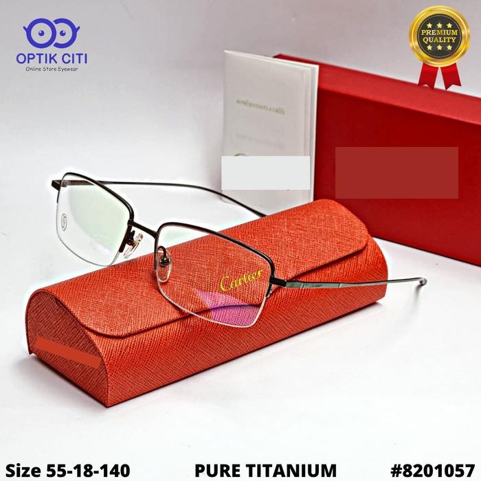 kacamata minus pria half pure titanium 8201057 premium quality