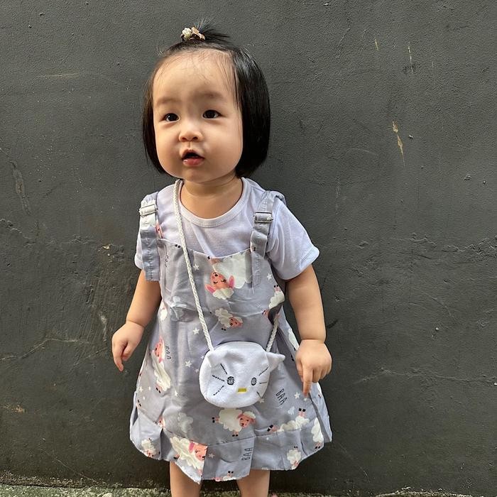 (Allthebest) Stelan 6-18 Bulan Baju, Overall & Tas Anak Bayi Perempuan. Setelan Pakaian Dress Kodok