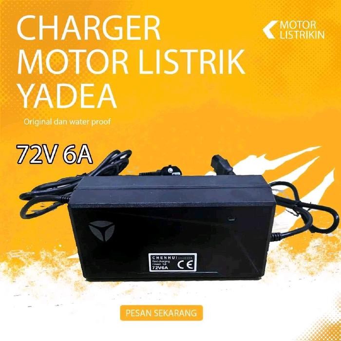 Mantab Charger Motor Listrik Yadea Original 72V 6A -Waterproof Terlariss 