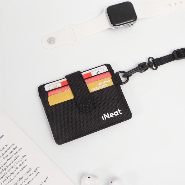 

Ready Ineat Card Holder Lanyard Dompet Kartu Name Tag Black Polos