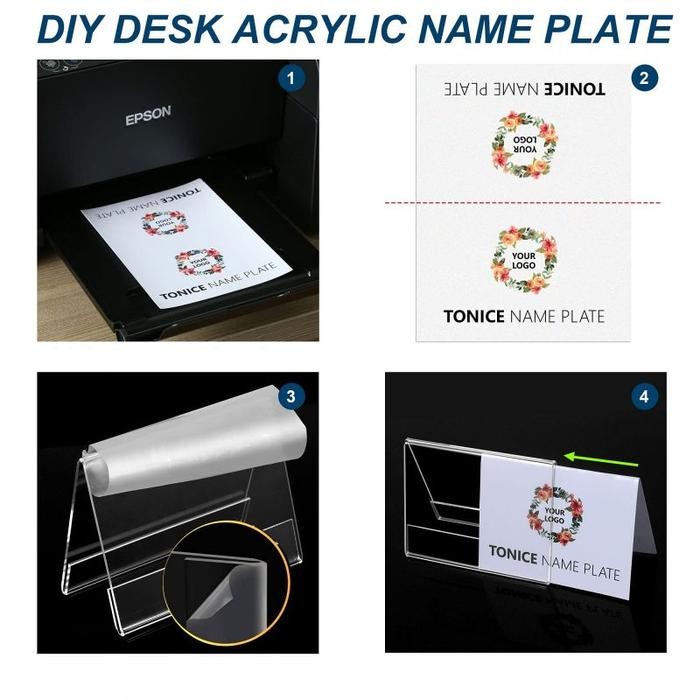 

Ready 5Pcs Papan Nama Meja Akrilik 2 Sisi 8X20Cm Name Desk Plate