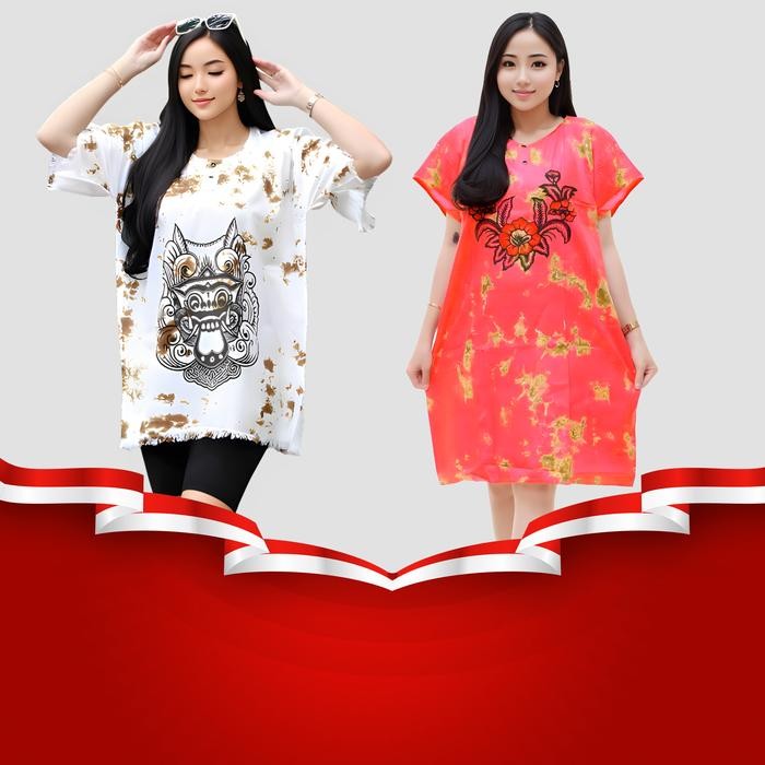 TERMURAH Baju dan daster Barong Merah Putih Panjang Wanita Dewasa READY STOCK