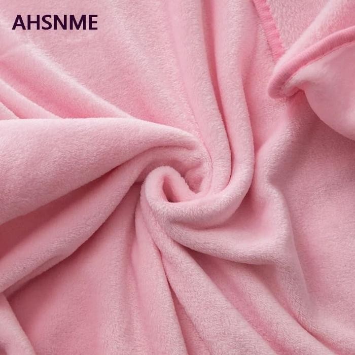 Selimut Bulu Tebal Polos 160*200- Soft Pink