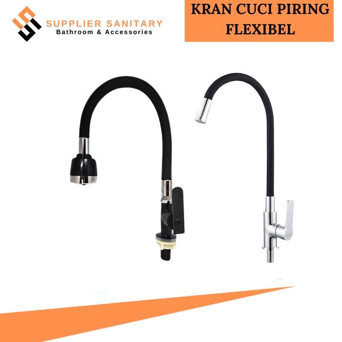 KRAN CUCI PIRING FLEXIBEL TANAM/KRAN WASTAFEL/KRAN DAPUR/KRAN ANGSA HITAM PLASTIK