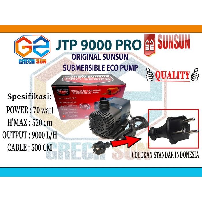 ORIGINAL SUNSUN JTP 9000 SUBMERSIBLE ECO PUMP AQUARIUM KOLAM IKAN