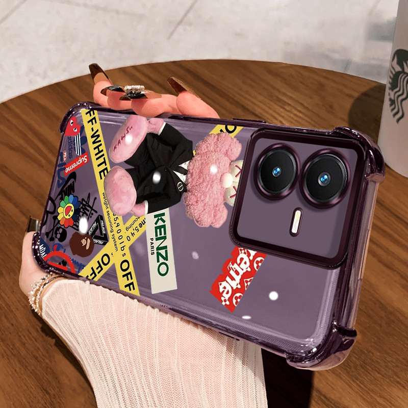 Casing Hp untuk VIVO Y22 Y22s Case Casing HP Splicing Bear pola Silikon Kasing Kesing Cesing Softcas