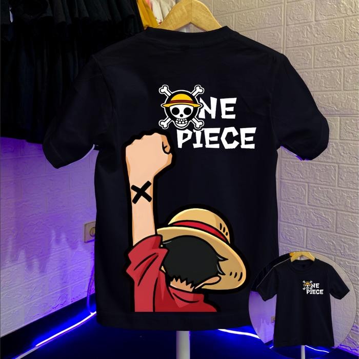 Kaos Anak Laki Laki Anime One Piece Luffy-X 1-11 Tahun Cotton Combed 30s Baju Kaos