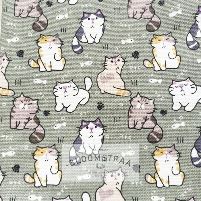 Pilihan- Kain Kanvas Kucing Tabby Bahan Canvas Meteran Motif Tabby Cat Fabric