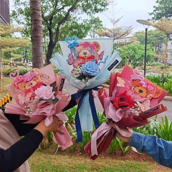 

Buket bunga palsu variasi coklat bunga plastik bunga lateks Hand Bouquet kado Coklat Buket Bunga