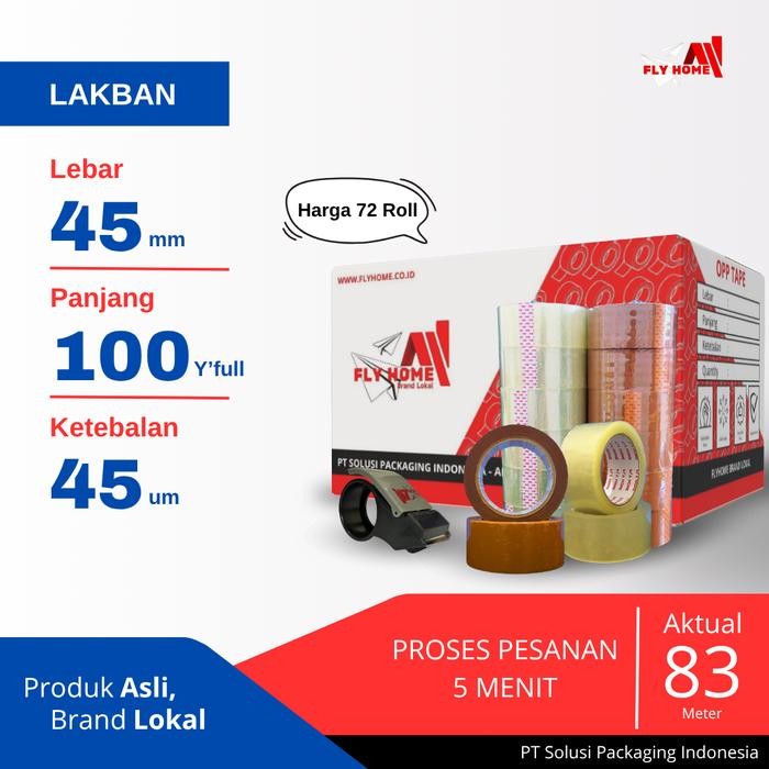 

Pilihan- Fly Home Lakban Bening 100 Yard 72Pcs Harga Grosir 72/90/100