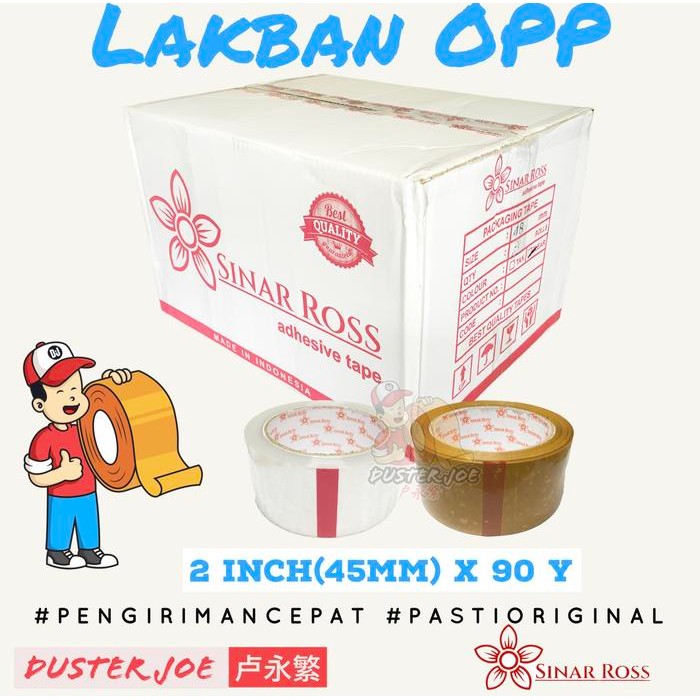 

Pilihan- [Per 1 Dus] Lakban Sinar Ross Bening / Coklat 2 Inch 45Mm 90 Yard Nesa (1 Dus Isi 72