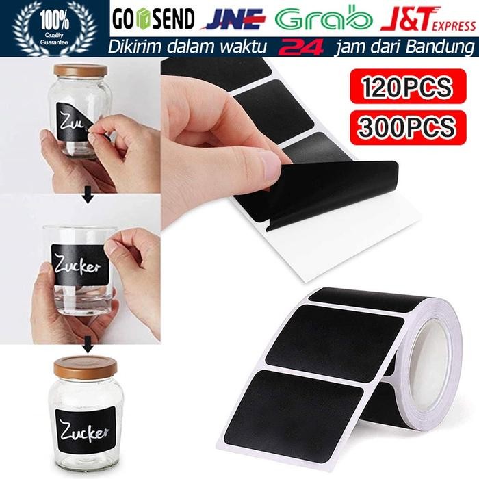 

Pilihan- 300Pc Label Sticker Hitam Toples Rectangle / Chalkboard Label Sticker