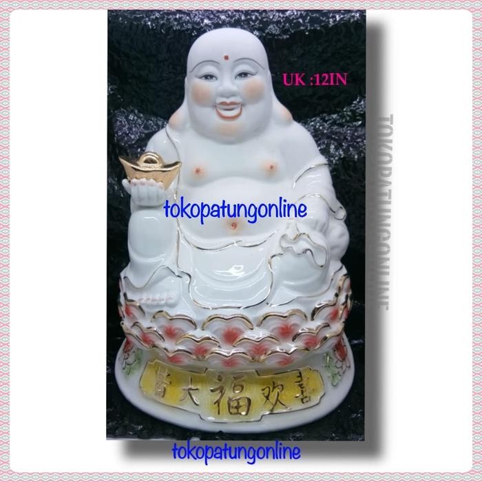 Patung Buddha Maitreya Milefo Keramik 12In