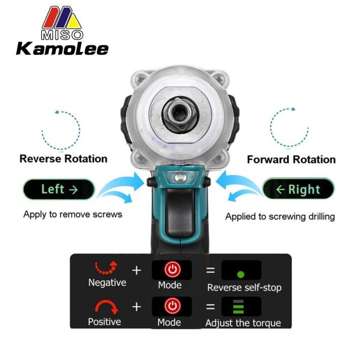 Kamolee - DTW285/Cordless Electric Impact Wrench Kompatibel 520 N.m