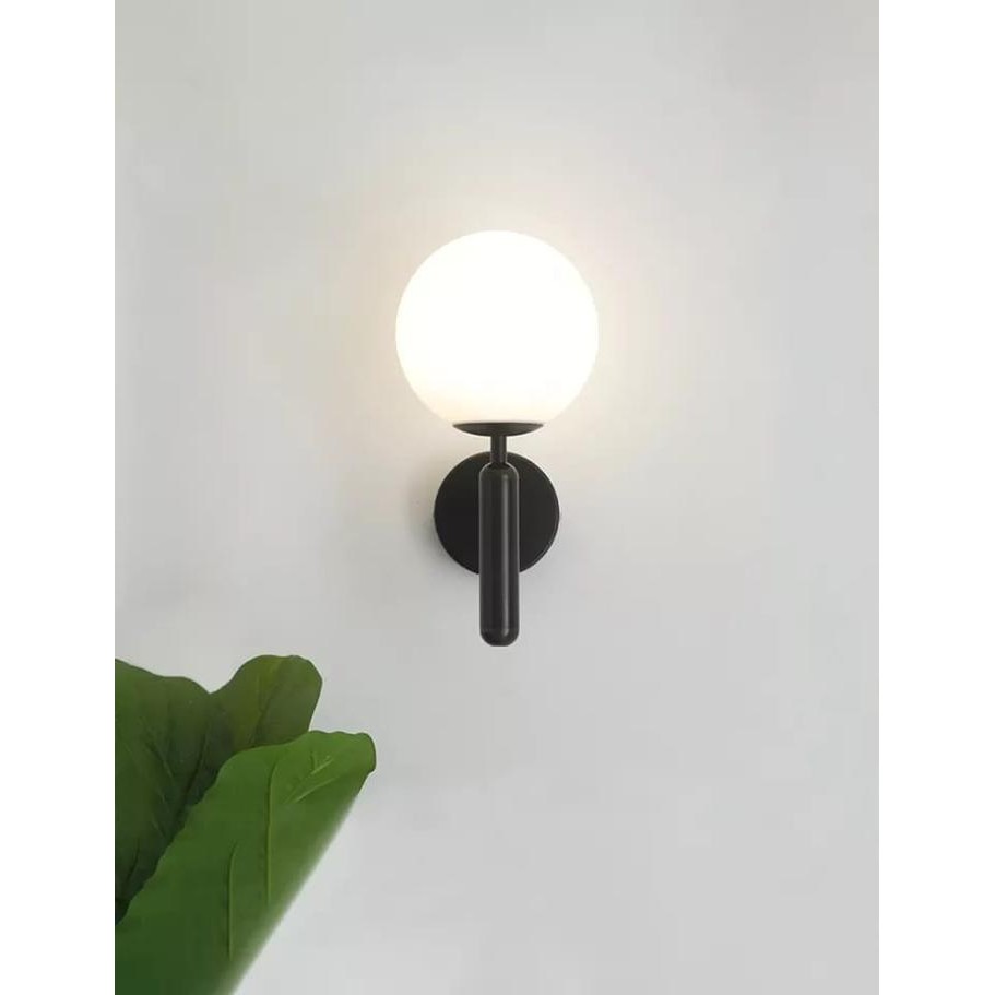 Lampu Dinding Kaca Minimalis Modern Kamar Tamu Teras DCW 60012/1 BK
