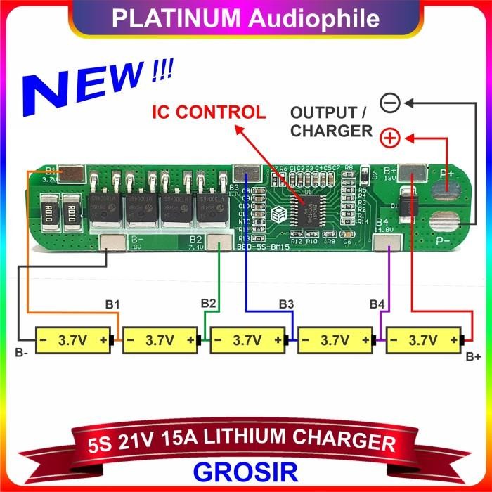 Lithium Baterai Charger Modul 5S 21V BMS Protection NEW IC CONTROL