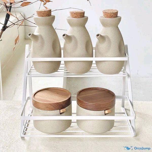 Rak Bumbu Dapur Serbaguna Multifungsi Besi Rak Piring Rak Sayur