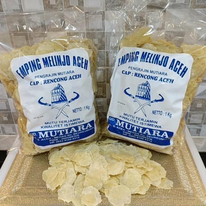 

SIAPKIRIM Emping melinjo aceh 1kg grade A Mutiara READY STOCK