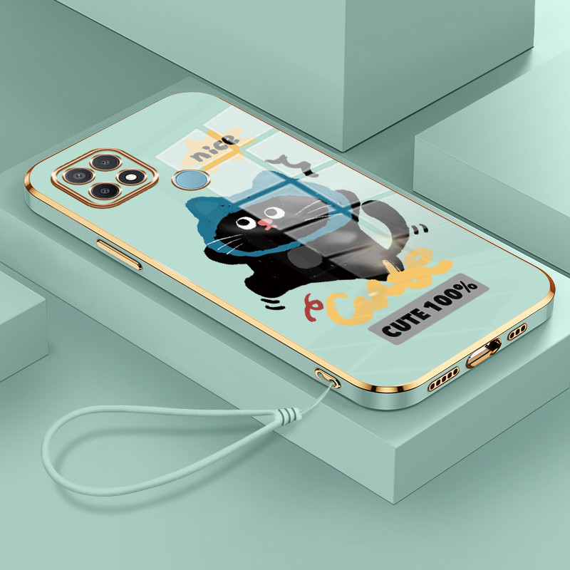 Casing Hp Untuk OPPO A15 A15s A35 Case Casing Sayang yang lucu pola Kesing HP Cesing tali berlapis K