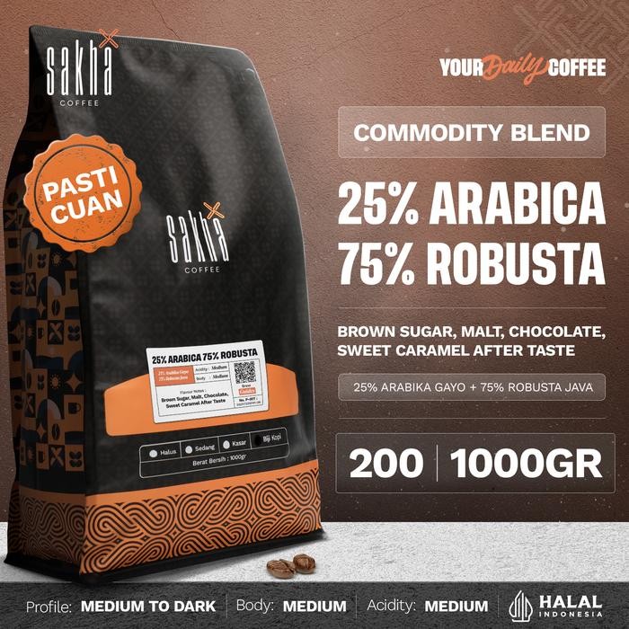 

Pilihan- Biji Kopi 25% Arabica Commercial Espresso Blend By Sakha Coffee Roastery
