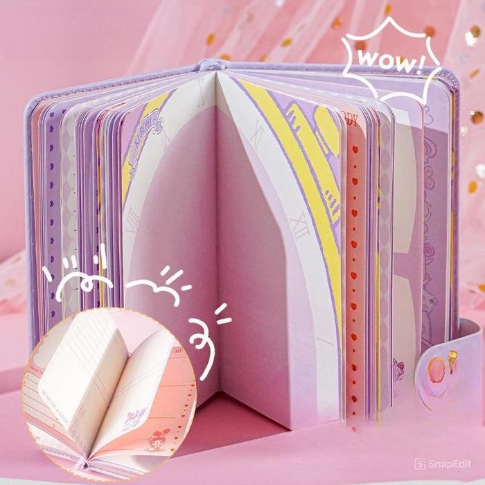 

Sanrio Kuromi Notebook Fullset 6 In 1 Gift Box / Diary Gift Box Kuromi & Melody / Sanrio Diary Set