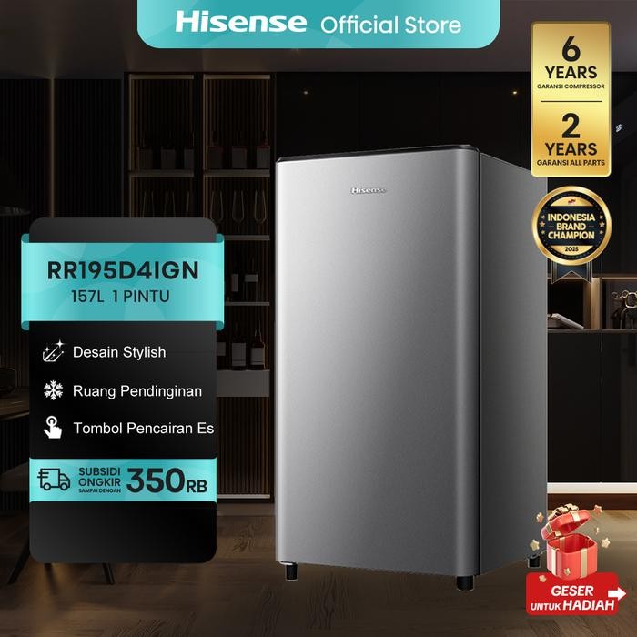 Pilihan- Hisense-Rr195D4Ign-Kulkas 157L -Kapasitas 1 Pintu -Desain Unik Dan Bergaya-Ruang
