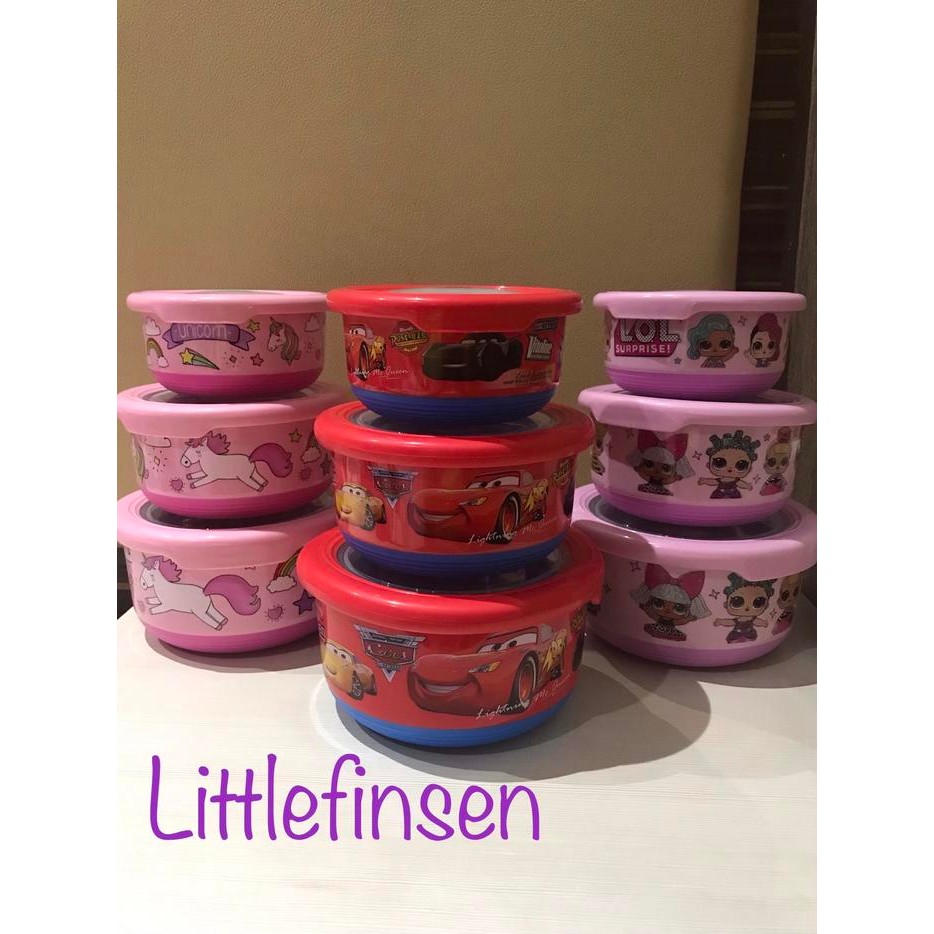 Set mangkok/kotak makan karakter/mangkok stainless