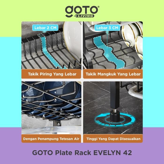 Goto Evelyn Rak Pengering Cuci Piring Dapur Susun Wastafel Serbaguna
