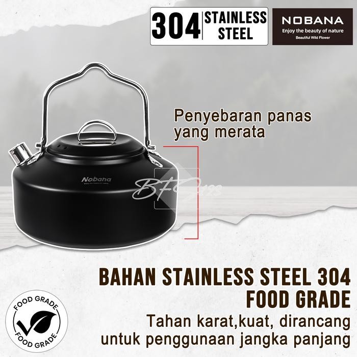 Promo Teko Camping Stainless Steel 304 1 Liter Capacity Ultralight Nobana Premium Quality Teko
