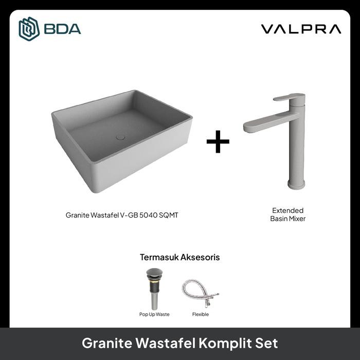 Valpra Wastafel Cuci Tangan Wastafel Kamar Mandi Wastafel Meja Wastafel Granit Kotak V GB 5040 SQ