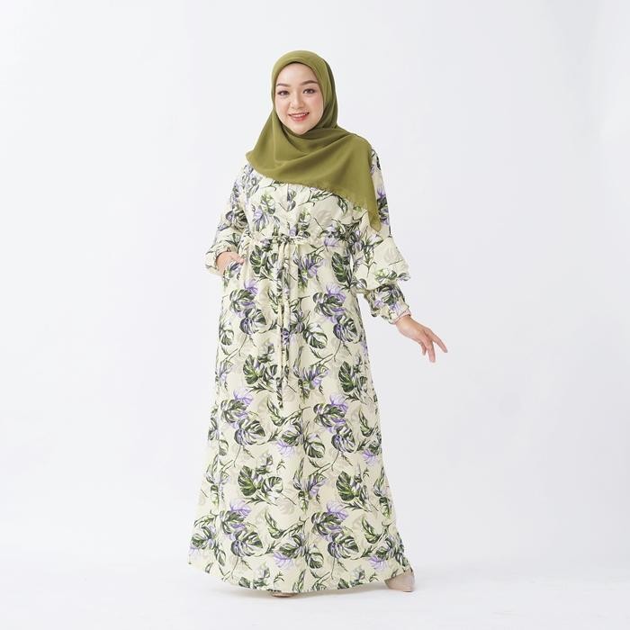 TERLARIS Maula Hijab - Baju Gamis Panjang Motif Daun Janda Bolong Monalisa Busui G6 READY STOCK