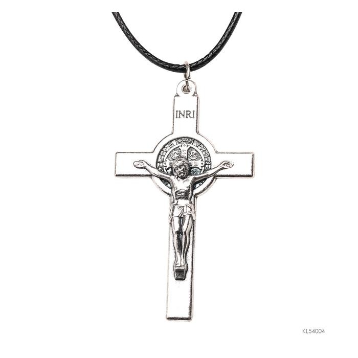 

ASLI Kalung Kulit+Salib Benediktus 5cm Ujung Siku,Avila READY STOCK