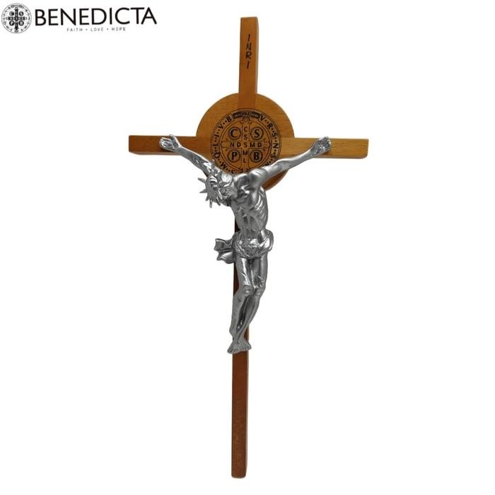 DISKON SALIB BENEDICTUS PAIN OF JESUS PEWTER - SALIB KATOLIK - SALIB DINDING - SALIB GANTUNG - SALIB