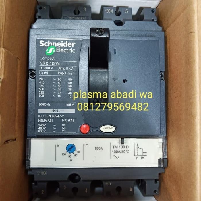 Laris Mccb Schneider Nsx 100F 3 Phase 63A 80A 100A Terlariss 