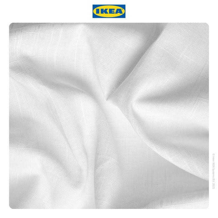 IKEA SILVERLONN GORDEN TIPIS 1 PASANG DENGAN PITA POS / PUTIH 145X250CM KATUN
