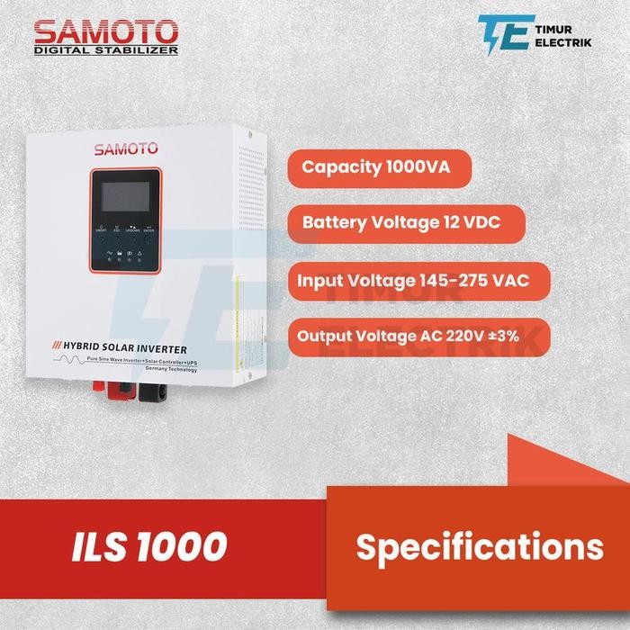 INVERTER SAMOTO ILS1000 LOW FREQUENCY PURE SINEWAVE 12V 1000VA 800W HYBRID SOLAR INVERTER SOLAR
