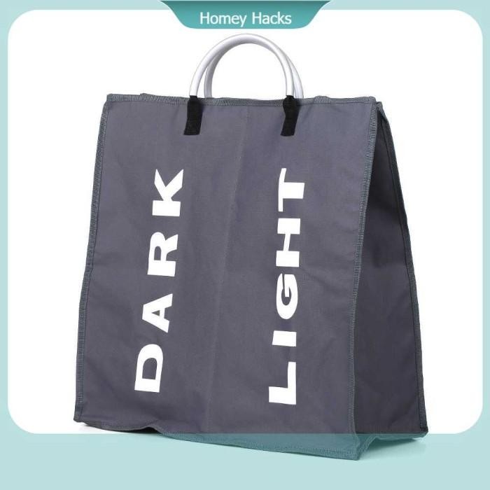 Keranjang Laundry Pakaian Kotor Lipat / Tempat Baju Kotor 2 Sekat