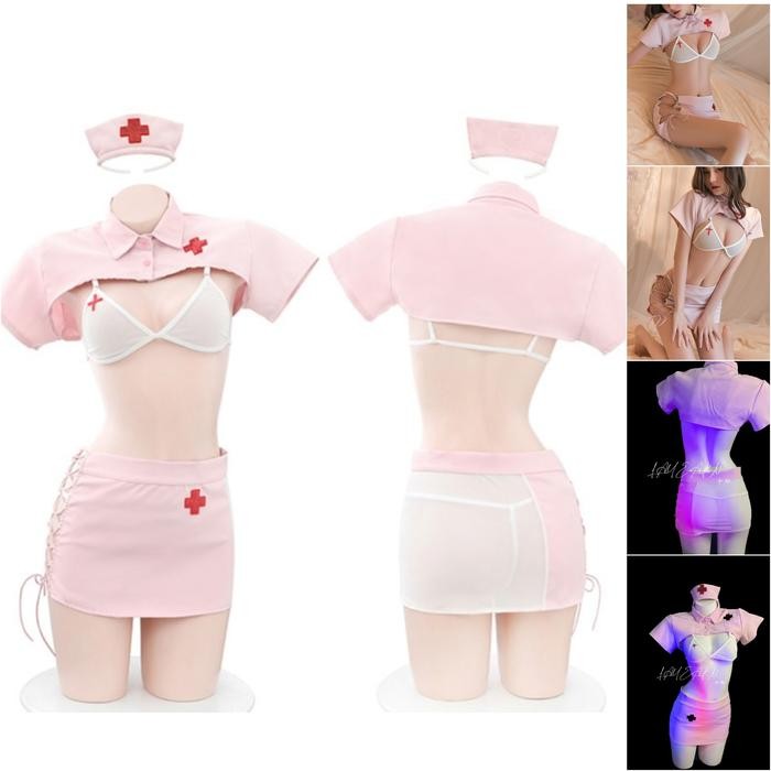 Sexy Lingerie Seksi Cosplay Custom + G String Nurse Perawat Suster Sexy Baju Lingere Dinas Malam
