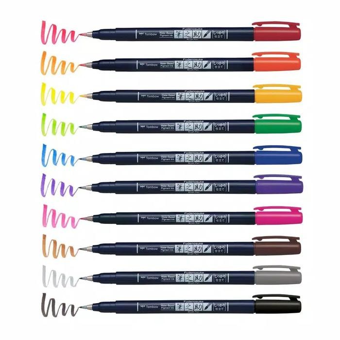 

Tombow Fudenosuke Hard Tip Color Brush Pen Spidol Kuas Warna