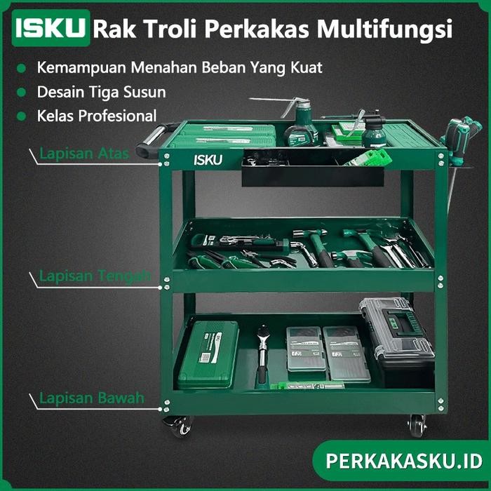 IU Alat Perkakas Trolly/Trolly Bengkel Rak 3 Susun Trolly Trolley Perkakas Tools Borongan