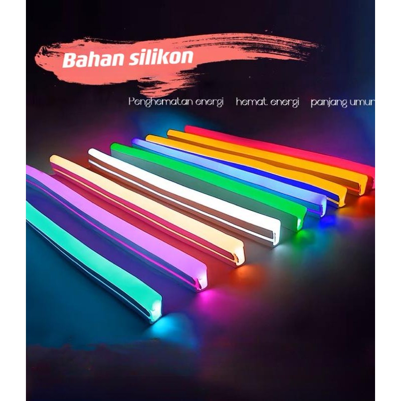 Lampu Neon Flex 220V 6-15M Waseosd Selang Fleksibel Warna Neon Box Outdoor Wateproof - Kuning, Biru