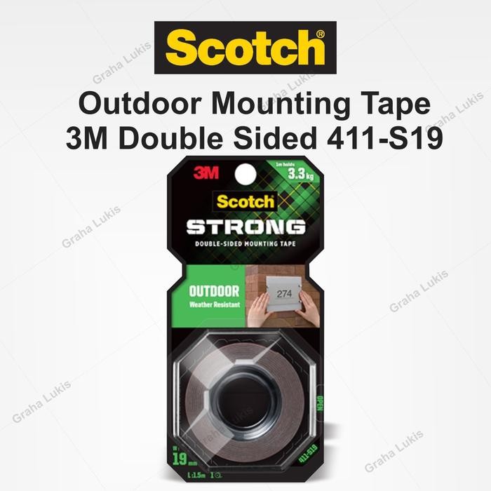 

Stok Baru 3M SCOTCH Outdoor Mounting Tape Double Sided 411-S19 19mmx1,5m