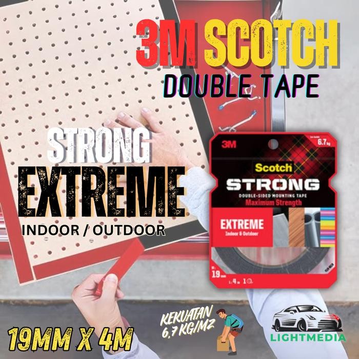 

Stok Baru 3m Scotch Strong Extreme 4m * 19mm Double Tape 3M Scotch Extreme