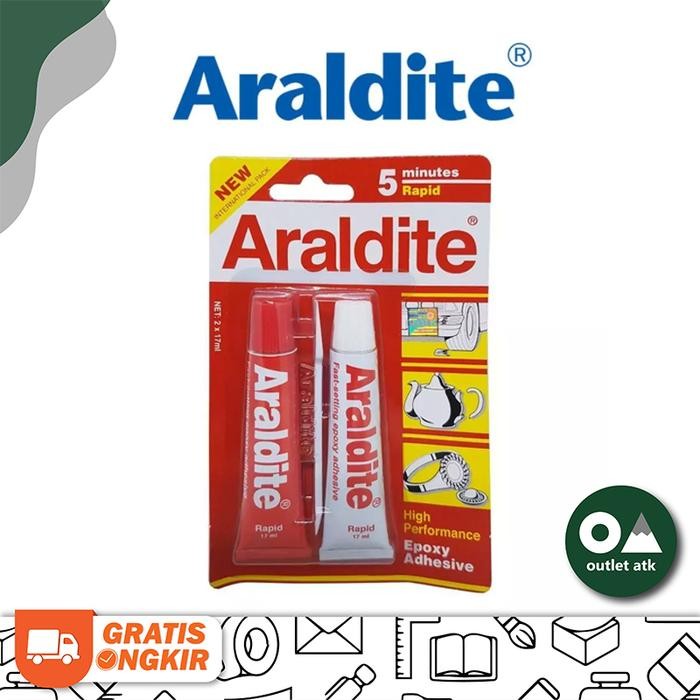 

Stok Baru Lem Epoxy Besi Plastik Araldite Rapid Merah 5 minute Serbaguna Original
